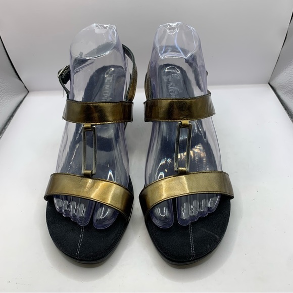 Mephisto Straps Wedge Sandals Leather Gold Embossed Women’s EU 40 US 9-9.5 - Picture 3 of 10